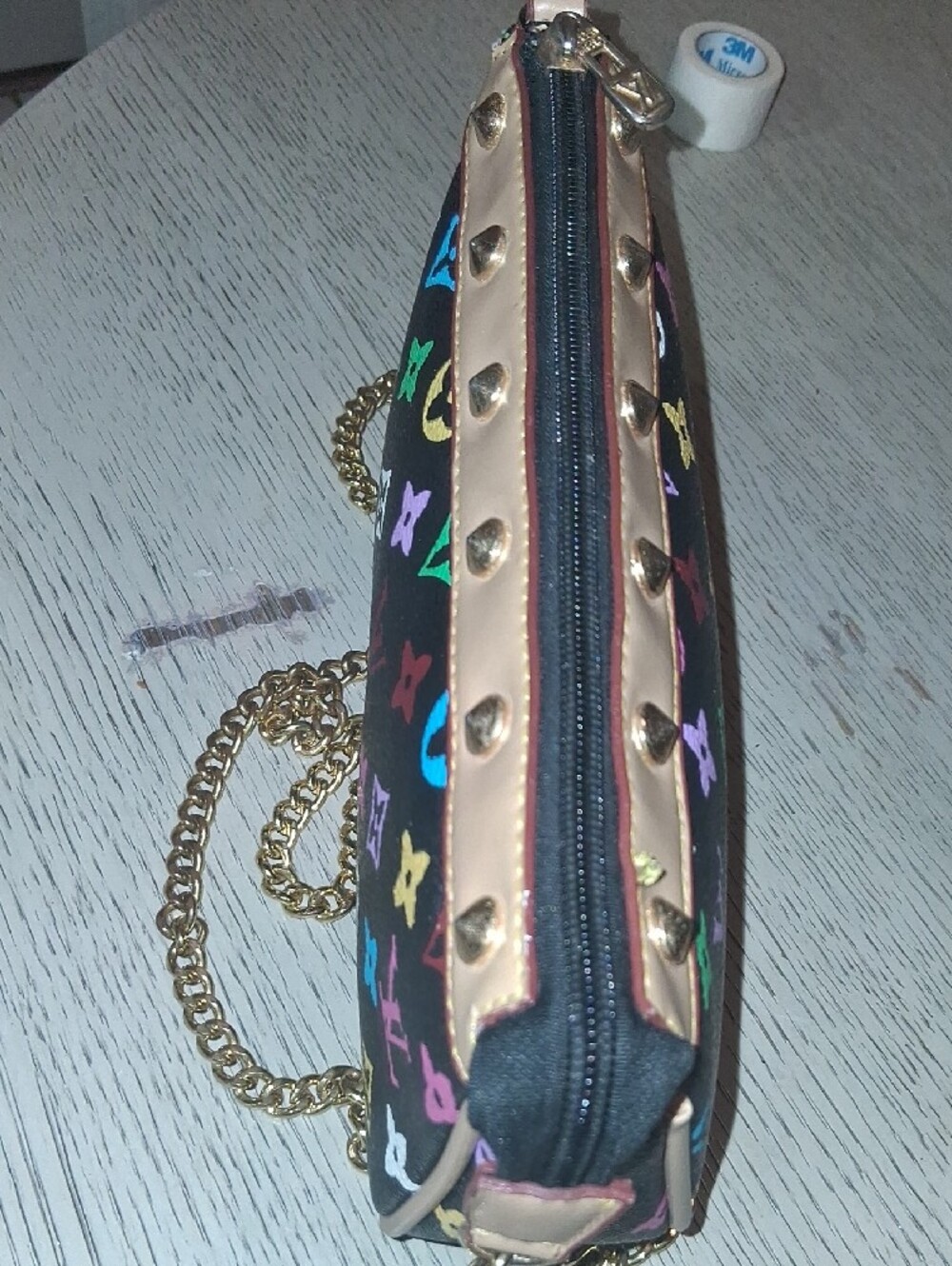 Black Multicolor Monogram Mini Bag with Gold Chain. Last Markdown. Firm Price - Picture 8 of 15